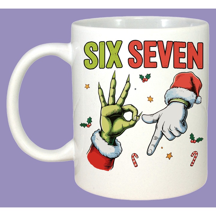 Cana SIX SEVEN 67 Fundita Scoala Draguta, Sarbatori, Cadou, 100% Ceramica, Cri-Flo, Culoare Alb, 330 ml