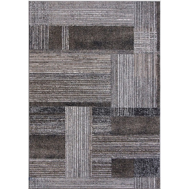 Modern szőnyeg, Kolibri 11561-BG92, méret 160 x 230 cm, szürke, barna, szálmagasság 9 mm, antiallergén, polipropilén, nappali, hálószoba, előszoba 160 x 230