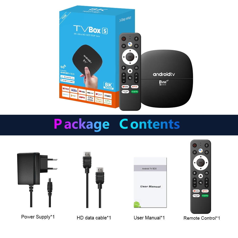 Android TV Box, 4K Ultra HD, 2GB RAM, 16GB, Fekete, Bluetooth és Wi-Fi ...