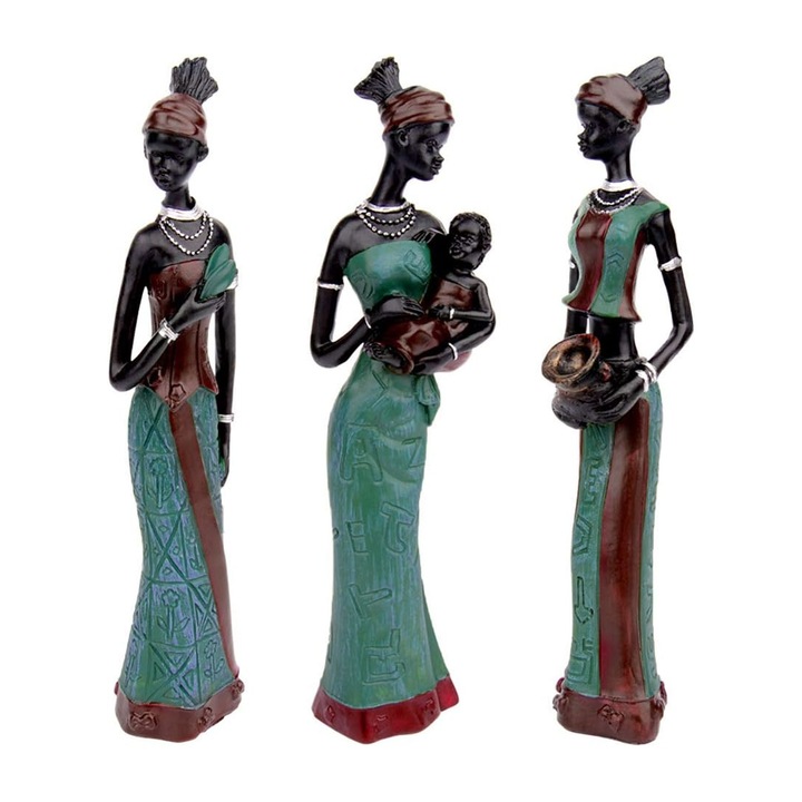 Set 3 statui decorative, AFKSMILE, din rășină, 19x5.5 cm, multicolor