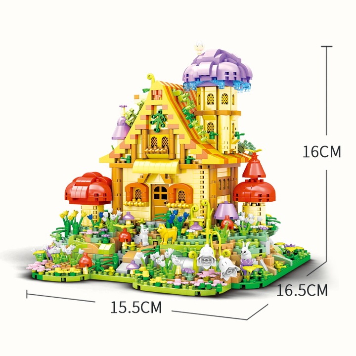 Set de constructie, castel de basm, 2158 piese, multicolor, cu lumini cu LED