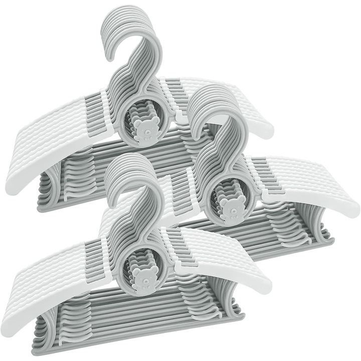 Set 30 umerase pentru copii, 28cm-36cm ajustabile, cu carlige in forma de urs, antiderapante, pentru nou-nascuti si copii