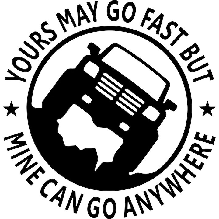 Sticker auto decorativ ''Mine can go anywhere off road '', 26 cm, negru