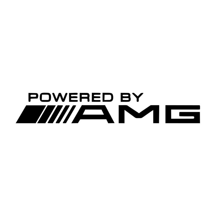 Matrică öntapadós autódekoráció Powered by AMG, 26 cm, fekete