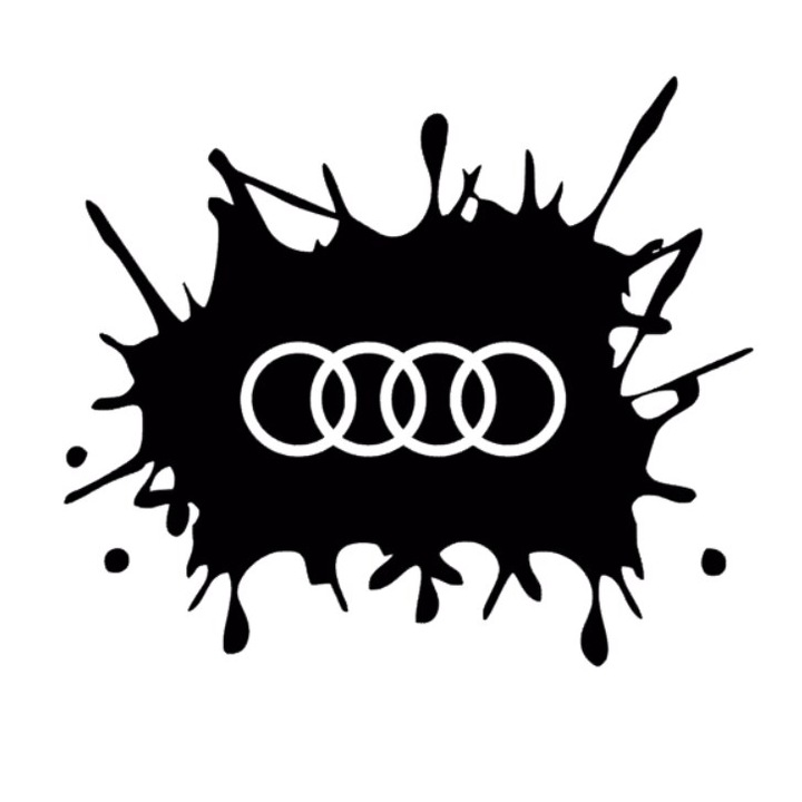 Sticker auto decorativ Splash Audi, 26 cm, alb