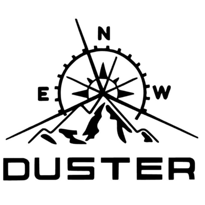 Sticker auto decorativ Duster '' busola si munti'', 26 cm, alb