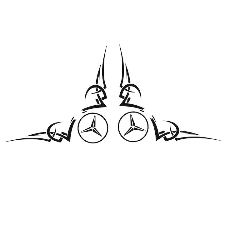 Set sticker auto decorativ Mercedes sprinter, geamuri laterale, 26 cm, negru