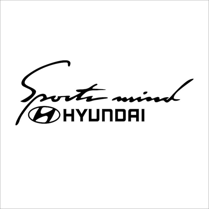 Sticker auto decorativ ''Sports Mind'' Hyundai, 26 cm, negru