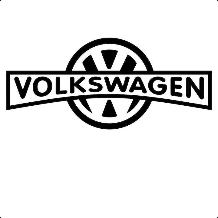 Matricás autódekoráció Volkswagen logó, 26 cm, fekete