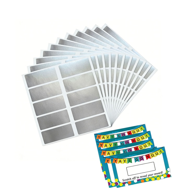 50 carduri de scratch goluri + carduri recompensa off argintiu Set DIY de bilete de scratch facute in casa, pentru DIY, petreceri si premii