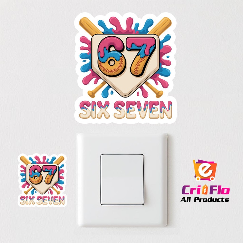 Sticker SIX SEVEN 67 Baseball Colorat Premium, Autoadeziv, Cri-Flo ...
