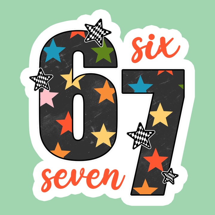 Sticker SIX SEVEN 67 Stele Colorate Fun, Autoadeziv, Cri-Flo, Dimensiune 15 cm