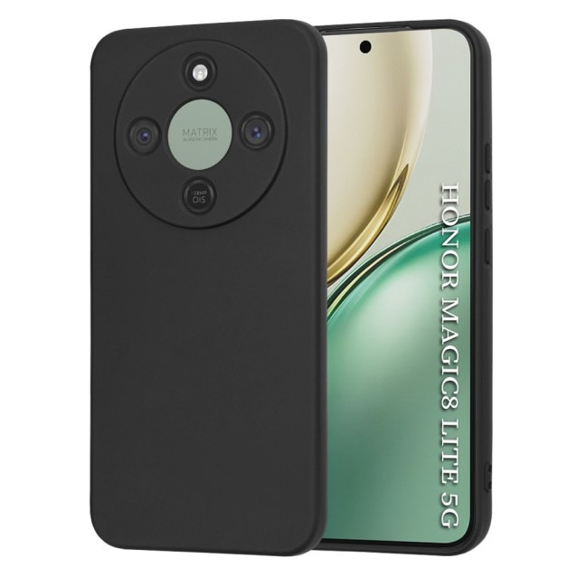 Husa Upzz® SoftFlex Pentru Honor Magic8 Lite, Silicon Soft, Protectie La Camera, Alcantara La Interior, Negru