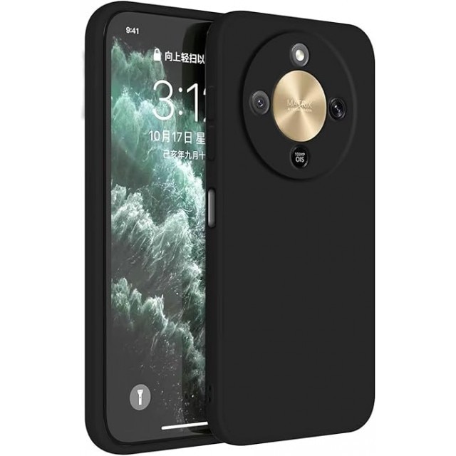 Husa Upzz® SoftFlex Pentru Honor Magic8 Lite, Silicon Soft, Protectie La Camera, Alcantara La Interior, Negru