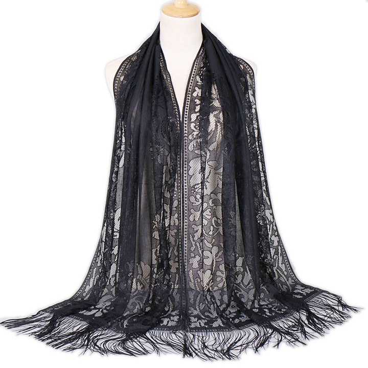 Esarfa dama, solida, cu dantela, protectie pentru gat, multicolor