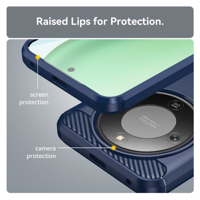 Husa Spate Upzz® Carbon Pro, Compatibila Cu Honor Magic8 Lite, Protectie Perfecta, Silicon, Blue