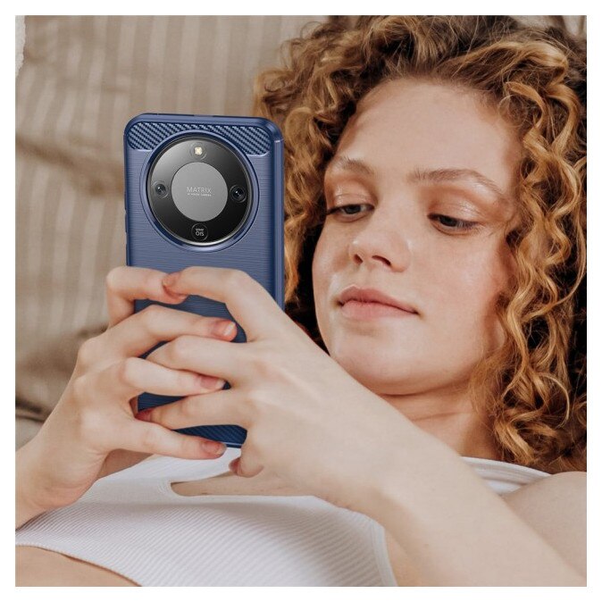 Husa Spate Upzz® Carbon Pro, Compatibila Cu Honor Magic8 Lite, Protectie Perfecta, Silicon, Blue