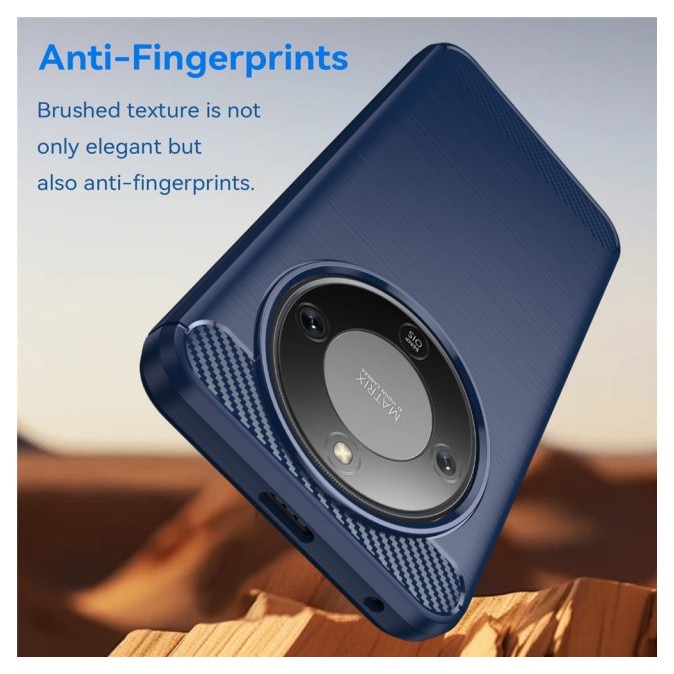 Husa Spate Upzz® Carbon Pro, Compatibila Cu Honor Magic8 Lite, Protectie Perfecta, Silicon, Blue