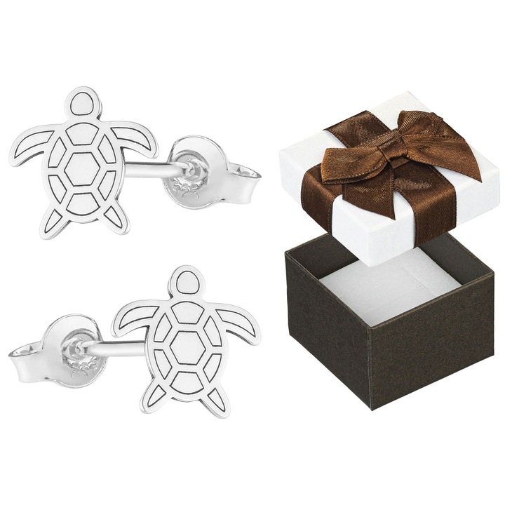 Cercei, Siju, argint 925, forma de testoasa, hipoalergenici, 9x9mm