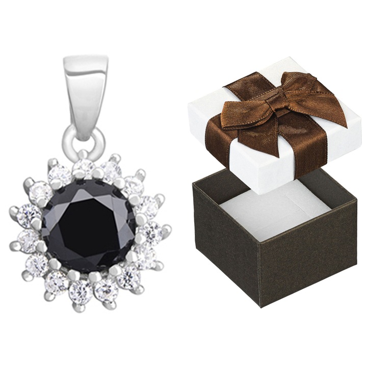 Pandantiv din argint, Siju, neagra, 17x11mm, set cu cutie de cadou