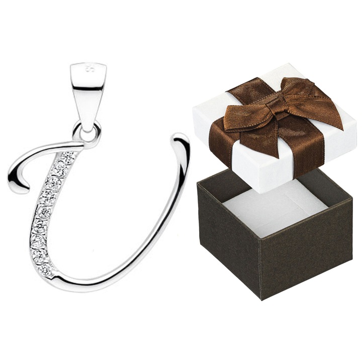 Pandantiv litera U din argint 925, set cu cutie cadou, 20x14mm