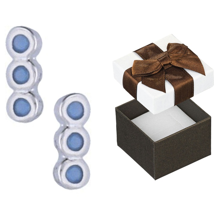 Cercei din argint cu turcoaz, Siju, 7mm, set cu cutie cadou