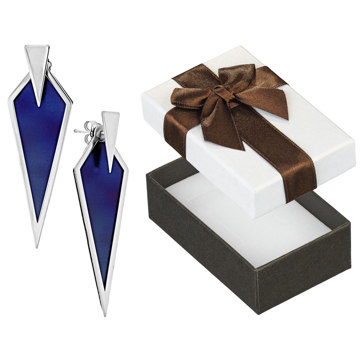 Cercei eleganti din argint si titan Siju, 47x15mm, set cu cutie de cadou