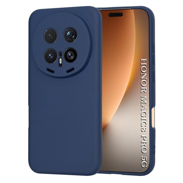 Husa Upzz® SoftFlex Pentru Honor Magic8 Pro, Silicon Soft, Protectie La Camera, Alcantara La Interior, Albastru