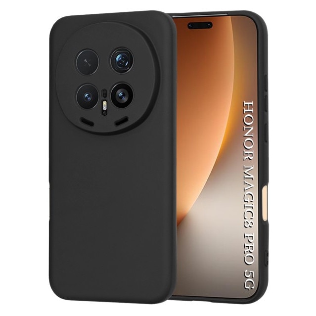 Husa Upzz® SoftFlex Pentru Honor Magic8 Pro, Silicon Soft, Protectie La Camera, Alcantara La Interior, Negru
