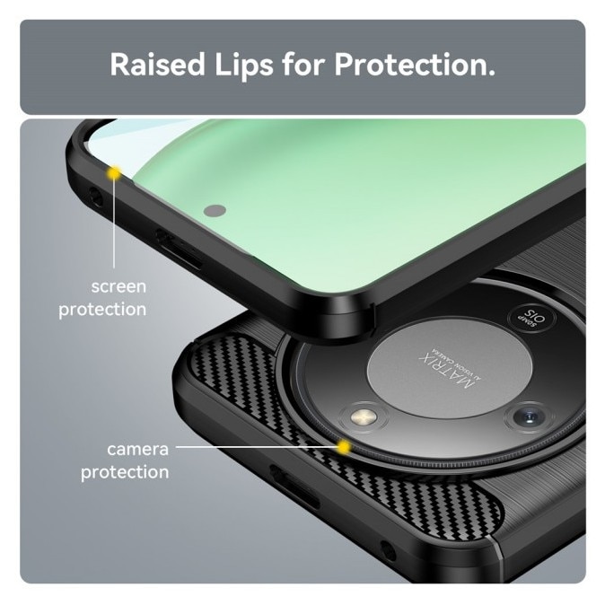 Husa Spate Upzz® Carbon Pro, Compatibila Cu Honor Magic8 Lite, Protectie Perfecta, Silicon, Black