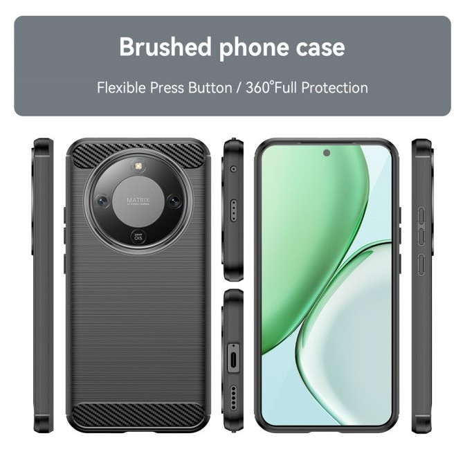 Husa Spate Upzz® Carbon Pro, Compatibila Cu Honor Magic8 Lite, Protectie Perfecta, Silicon, Black