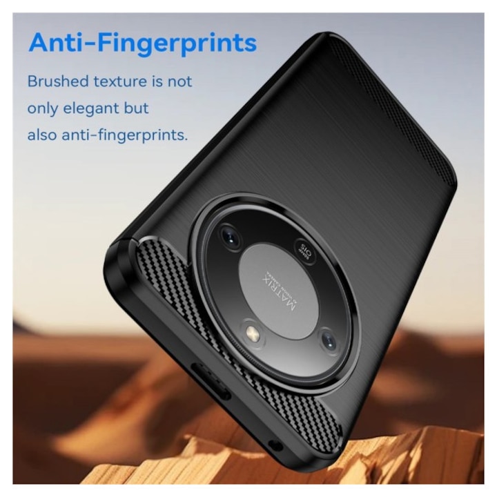 Husa Spate Upzz® Carbon Pro, Compatibila Cu Honor Magic8 Lite, Protectie Perfecta, Silicon, Black