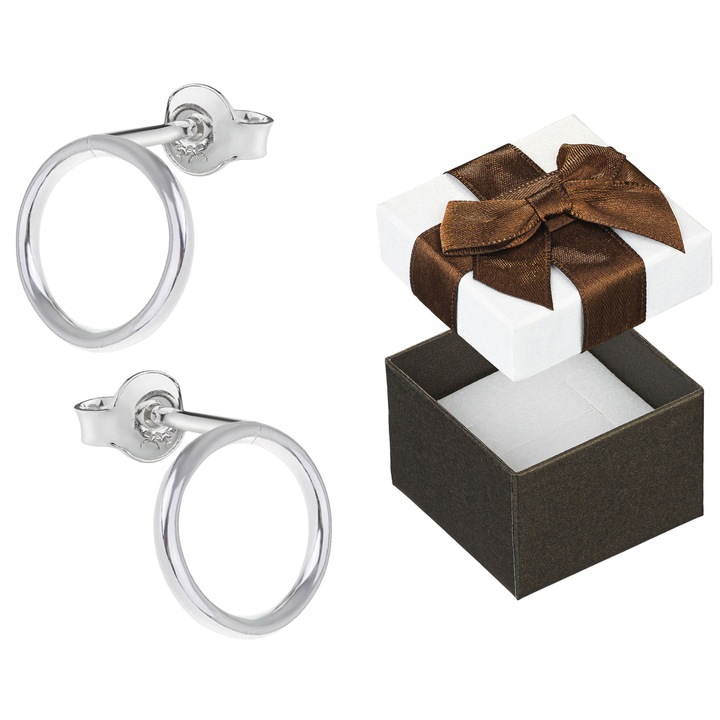 Cercei argintii Siju, model P3K801, 11mm, set cu cutie cadou