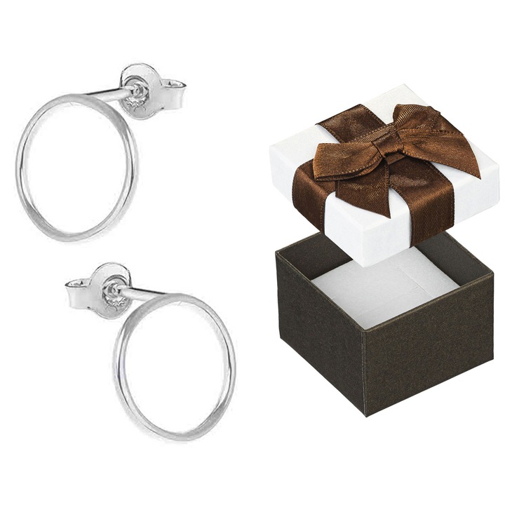 Cercei Siju, cercuri din argint 925, hipoalergenici, 14mm, set cu cutie cadou