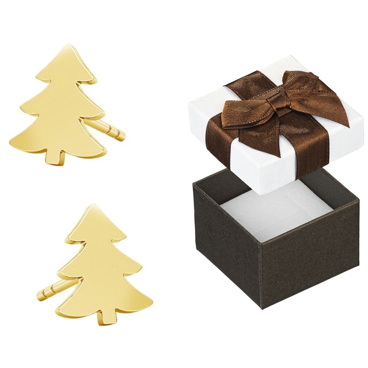 Cercei din argint 925 placati cu aur, model braduti, set cu cutie cadou, 8x6mm