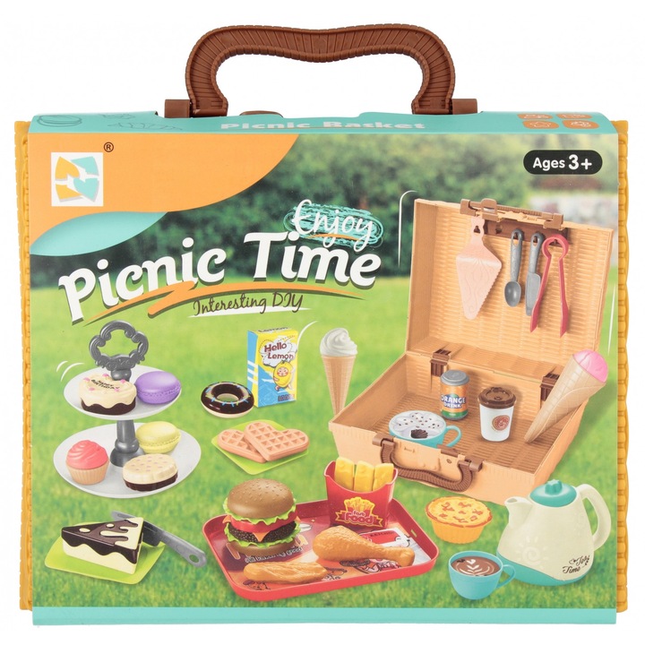 Cos de picnic cu alimente, 23x19x11cm, set pentru copii