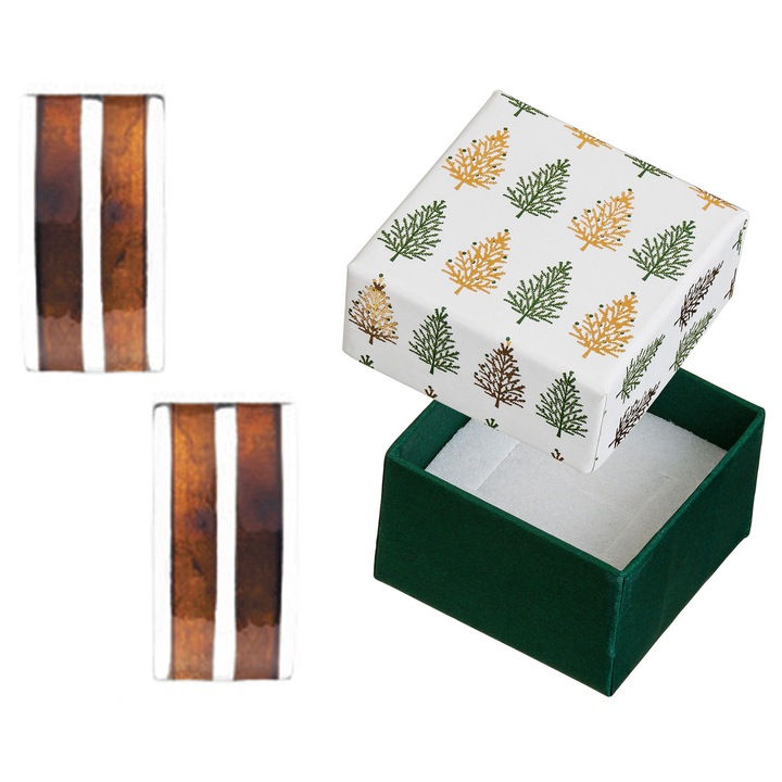 Cercei eleganti din argint 925, Siju, cu chihlimbar, cu cutie cadou, 14x6mm