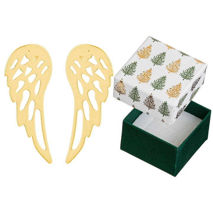 Cercei argintii , Siju, forma aripi, 15,5x6mm, set cu cutie cadou
