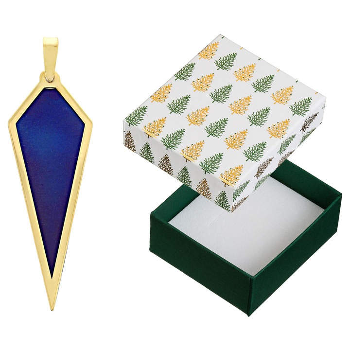 Pandantiv din argint, titan Siju, forma deltoida, aurit, 51x15mm, set cu cutie cadou