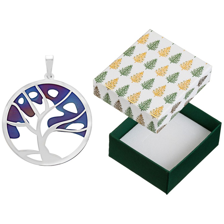 Pandantiv din argint, titan Siju, model Dragut, nuante albastre, violet, 45x35mm, set cu cutie de cadou