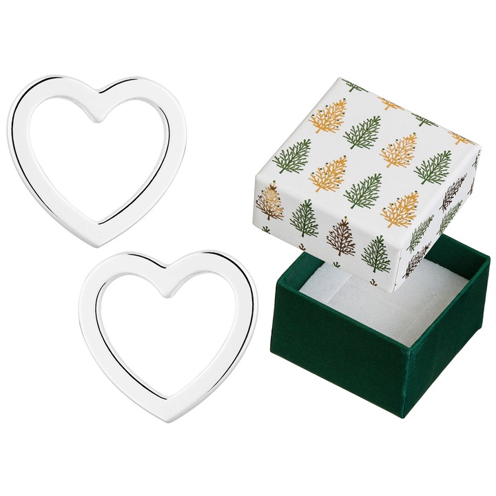 Cercei din argint 925 in forma de inima, Siju, 9x9mm