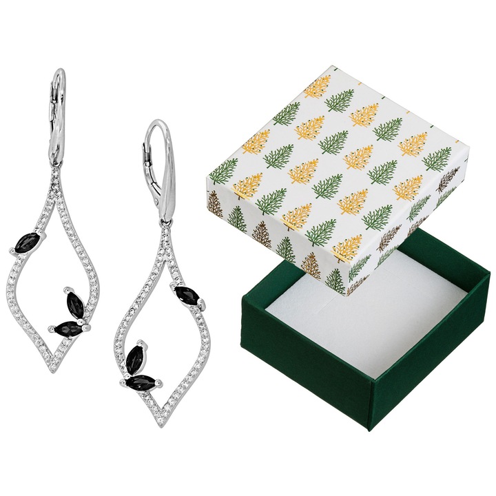 Cercei dama, Siju, argint, cu zirconii, argintiu