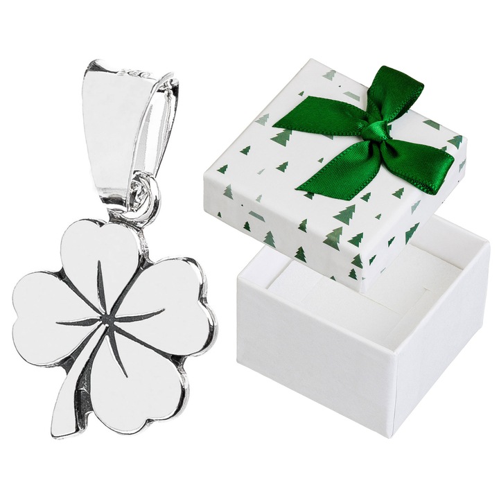 Pandantiv dama, Siju, argint, forma trifoi, argintiu