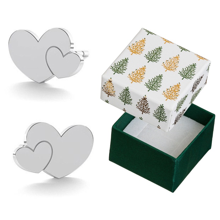 Cercei argintii in forma de inima, Siju, 6x9mm