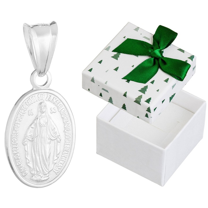 Medalion argintiu Siju, 25x11mm, fara piatra, cu cutie cadou