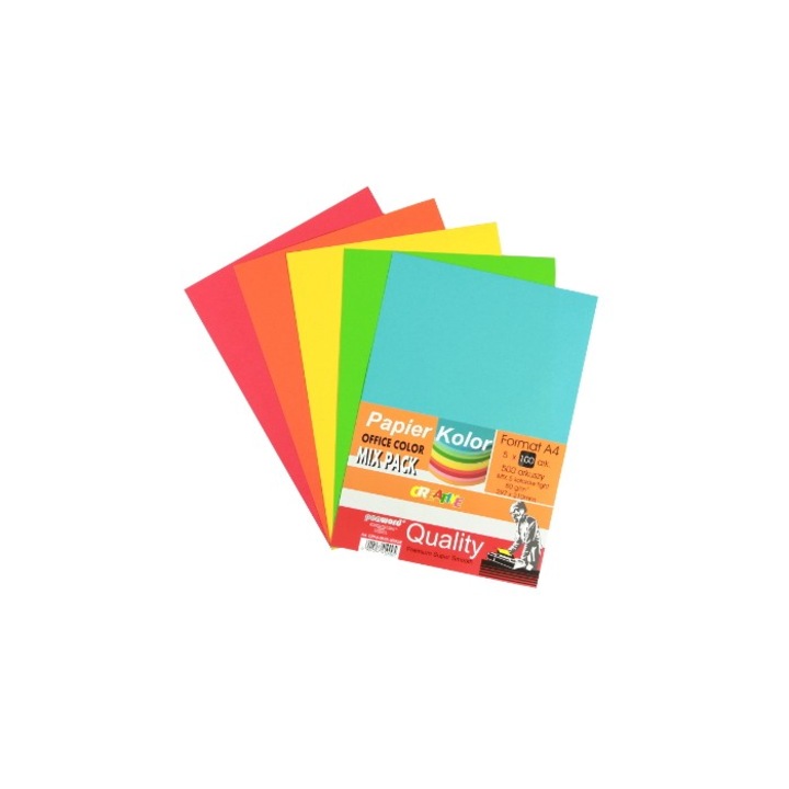 Hartie copiator A4 75g mix intens, set 5 bucati