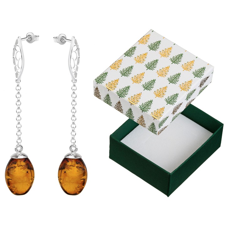 Cercei lungi cu suruburi, Siju, argint 925, hipoalergenici, set cu cutie cadou