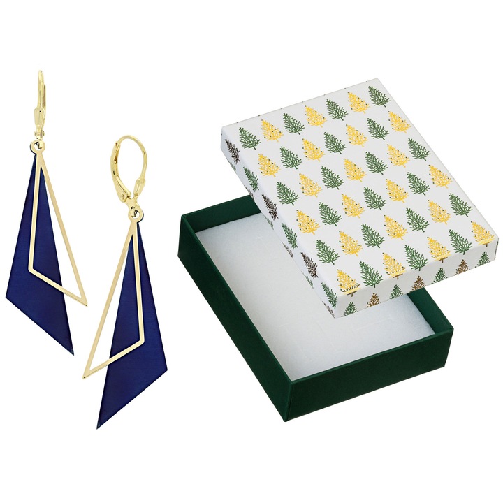 Cercei eleganti din argint si titan, Siju, model P1K1356, hipoalergenici, 59x12mm, set cu cutie cadou