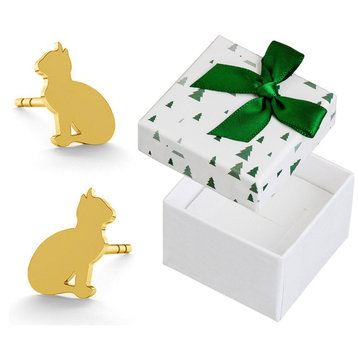 Cercei dama, Siju, argint, auriu, set cu cutie cadou