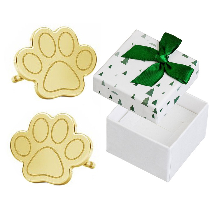 Cercei dama, Siju, argint, auriu, set cu cutie cadou, 7x9mm